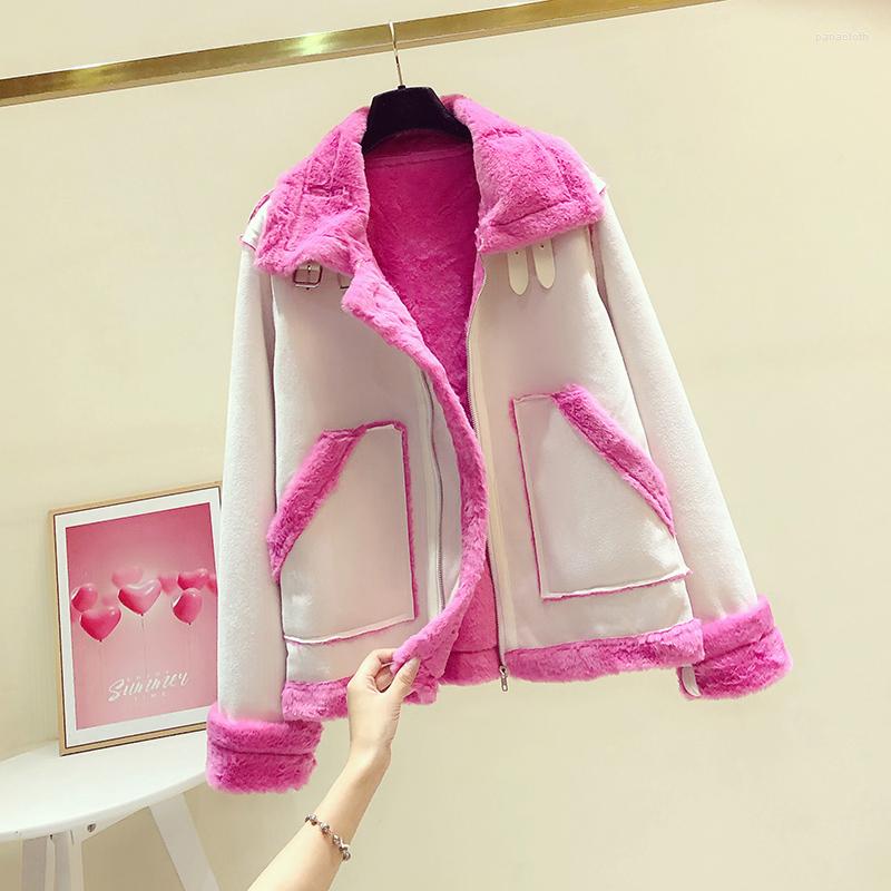 Women' Leather Pink Suede Coat Women 2022 Winter Clothes Korean Style Elegant Plush Velvet Imitation Thick Warm Motorcycle Jackets
Women' Leather Pink Suede Coat Women 2022 Winter Clothes Korean Style Elegant Plush Velvet Imitation Thick Warm Motorcycle Jackets