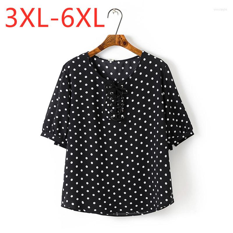 Women's Blouses 2022 Ladies Summer Plus Size Tops For Women Large Blouse Short Sleeve Loose Black Dot Chiffon Frenulum Shirt 3XL 5XL 6XL
Women's Blouses 2022 Ladies Summer Plus Size Tops For Women Large Blouse Short Sleeve Loose Black Dot Chiffon Frenulum Shirt 3XL 5XL 6XL