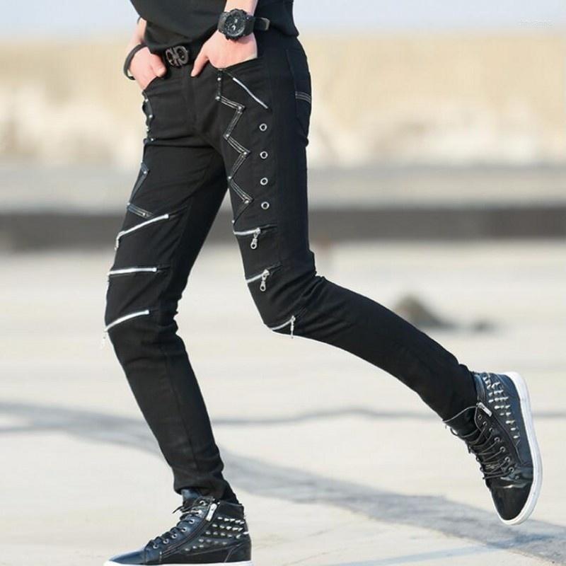 Men's Pants Summer Mens Black Nightclub Trousers Male Punk Zippers Skinny Korean Slim Fit Casual Rock Pantalon Homme
Men's Pants Summer Mens Black Nightclub Trousers Male Punk Zippers Skinny Korean Slim Fit Casual Rock Pantalon Homme