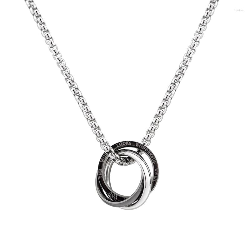 Pendant Necklaces Selling Creative Hip Hop Stainless Steel Black Zircon Three Rings Necklace For Couples
Pendant Necklaces Selling Creative Hip Hop Stainless Steel Black Zircon Three Rings Necklace For Couples