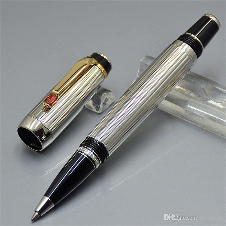 2022 new High Quality Silver / Gold metal Roller ball pen with gem school office stationery classic Writing ball pens for business Gift top quality