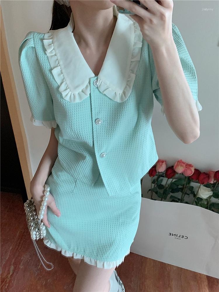 Work Dresses Women' 2022 Summer Fashion Two Piece Set Female Short Puff Sleeve Temperament Lapel Jacket Coat High Waist Mini Skirt, Green
Work Dresses Women' 2022 Summer Fashion Two Piece Set Female Short Puff Sleeve Temperament Lapel Jacket Coat High Waist Mini Skirt, Green