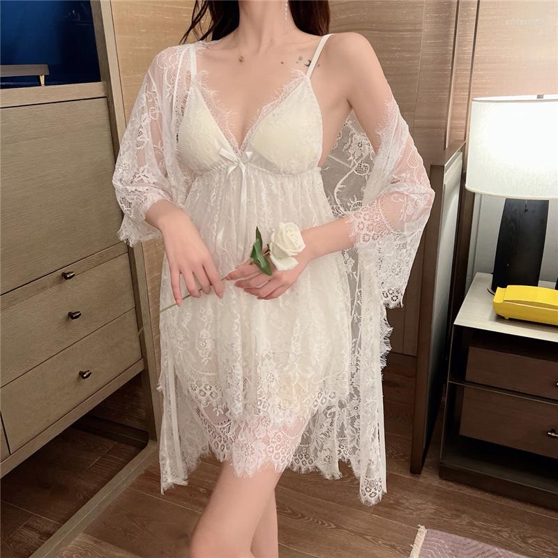 Women's Sleepwear Wedding Robe Nightgown Set Bride Women 3pcs Kimono Bathrobe Gown Suit Sexy Summer Lace Loungewear, White
Women's Sleepwear Wedding Robe Nightgown Set Bride Women 3pcs Kimono Bathrobe Gown Suit Sexy Summer Lace Loungewear, White