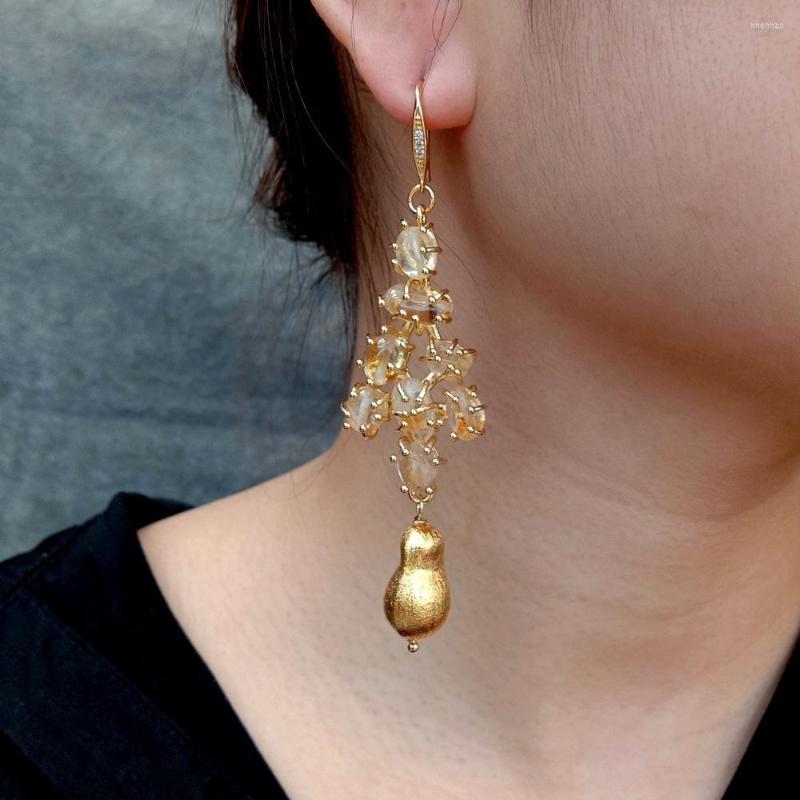 Dangle Earrings YYGEM Natural Citrine Gold Plated Hook Stone Gemstone Beads For Women
Dangle Earrings YYGEM Natural Citrine Gold Plated Hook Stone Gemstone Beads For Women