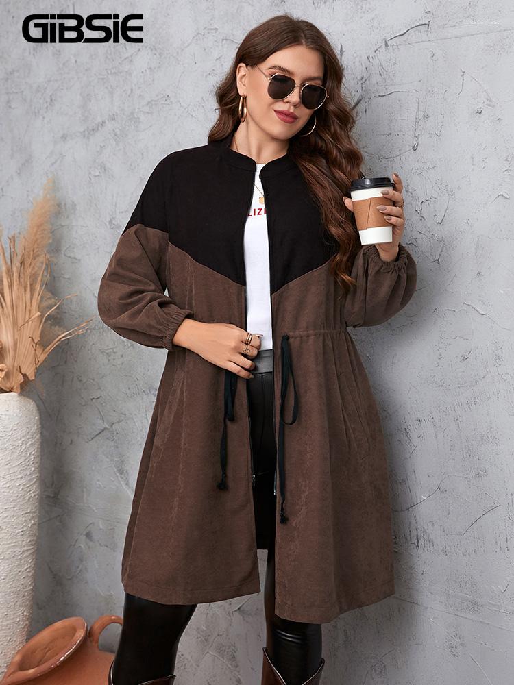 Outerwear GIBSIE Plus Size Stand Collar Colorblock Corduroy Jacket Women Autumn Casual Drawstring Waist Zip Up Coat Female Outwear 2022, Auburn
Outerwear GIBSIE Plus Size Stand Collar Colorblock Corduroy Jacket Women Autumn Casual Drawstring Waist Zip Up Coat Female Outwear 2022, Auburn