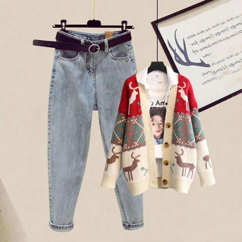 Women' Two Piece Pants 2022 Women Autumn Winter Sets Female V-neck Knit Sweater Cardigan Jacket Ladies High Waist Harem Suits P177, Creamy-white
Women' Two Piece Pants 2022 Women Autumn Winter Sets Female V-neck Knit Sweater Cardigan Jacket Ladies High Waist Harem Suits P177, Creamy-white