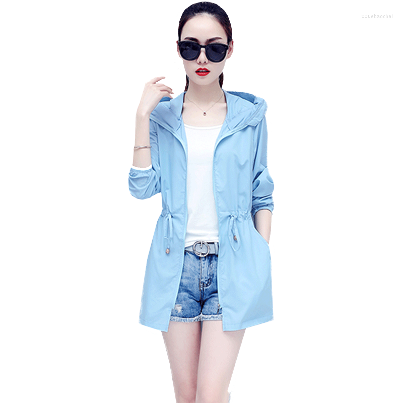 Women's Jackets 2022 Arrival Summer Women Sunscreen Waterproof UV Proof Hooded Korean Wild Thin Sun Jacket Femme Ladies Top D3516, Blue
Women's Jackets 2022 Arrival Summer Women Sunscreen Waterproof UV Proof Hooded Korean Wild Thin Sun Jacket Femme Ladies Top D3516, Blue