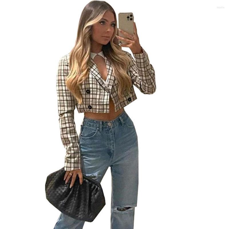 Women' Jackets Streetwear Short Women Cardigan Slim-Fit Plaid Lapel Long-Sleeved Shirts Hollow Loose Blouse Ladies Spring Autumn Crop
Women' Jackets Streetwear Short Women Cardigan Slim-Fit Plaid Lapel Long-Sleeved Shirts Hollow Loose Blouse Ladies Spring Autumn Crop