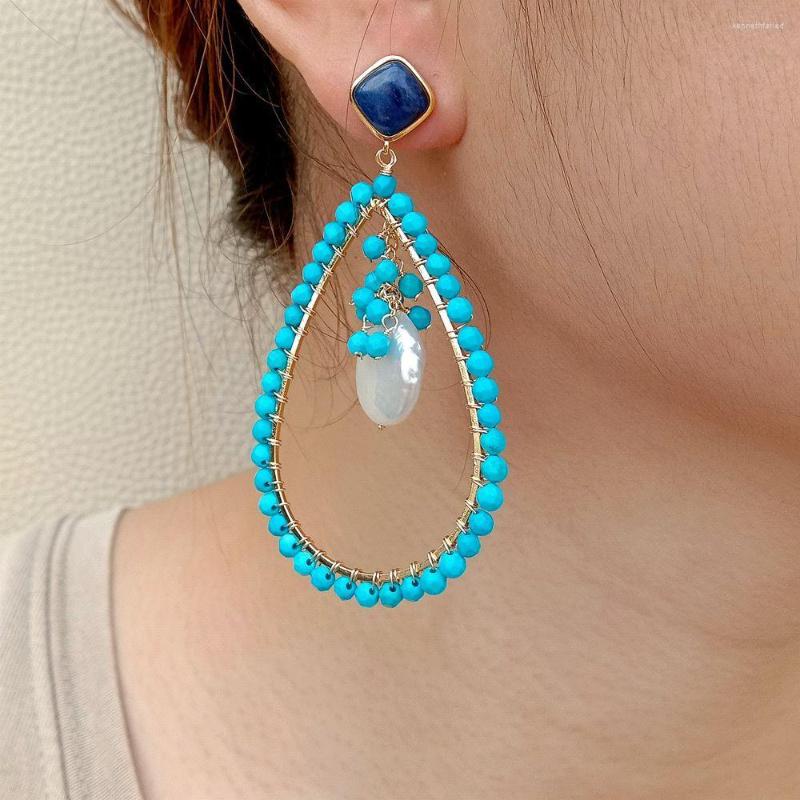 Dangle Earrings YYGEM Handmade Teardrop Blue Turquoise Wrap White Coin Pearl Sodalite Stud Ethnic Style For Women
Dangle Earrings YYGEM Handmade Teardrop Blue Turquoise Wrap White Coin Pearl Sodalite Stud Ethnic Style For Women