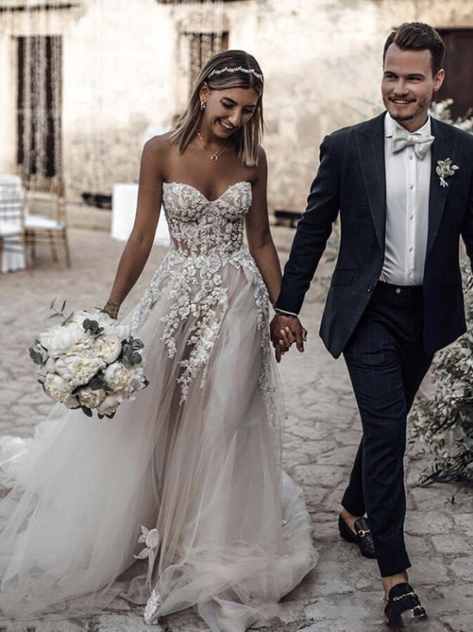 wer Appliques Lace Boho Wedding Dresses Sweetheart Necke Bohemian Bridal Gowns Vestido De Noiva Tulle Tutu Skirt A e