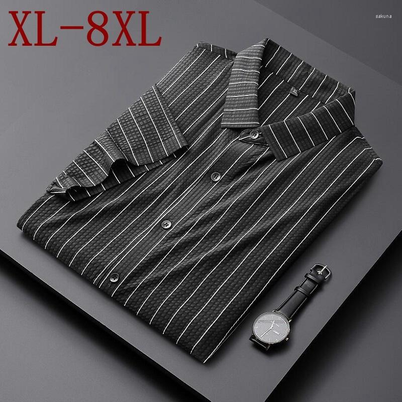 Men's Casual Shirts 7XL 6XL 8XL Summer Ice Silk Breathable For Men Top Quality Short Sleeve Mens Shirt Striped Loose Chemise Homme, Black
Men's Casual Shirts 7XL 6XL 8XL Summer Ice Silk Breathable For Men Top Quality Short Sleeve Mens Shirt Striped Loose Chemise Homme, Black