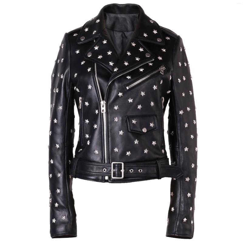 Women' Leather YOLOAgain High Quality Women Star Rivet Genuine Motorcycle Jacket, Black
Women' Leather YOLOAgain High Quality Women Star Rivet Genuine Motorcycle Jacket, Black