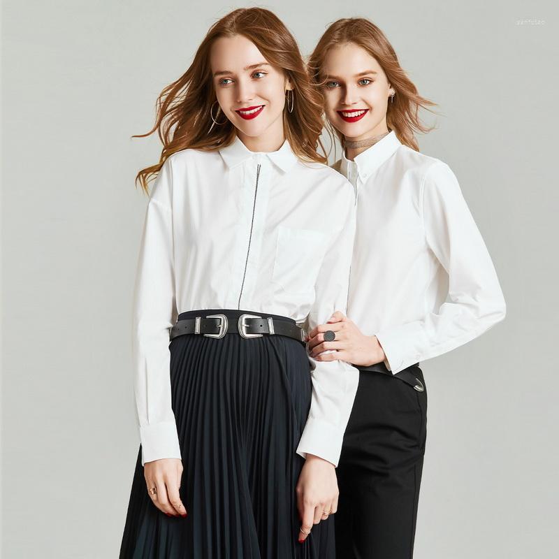 Women' Blouses HAVVA 2022 Early Autumn Draped Hand-crafted Exquisite Split Line Classic Vertical Cut Design Long-sleeved Blouse C5805, White
Women' Blouses HAVVA 2022 Early Autumn Draped Hand-crafted Exquisite Split Line Classic Vertical Cut Design Long-sleeved Blouse C5805, White