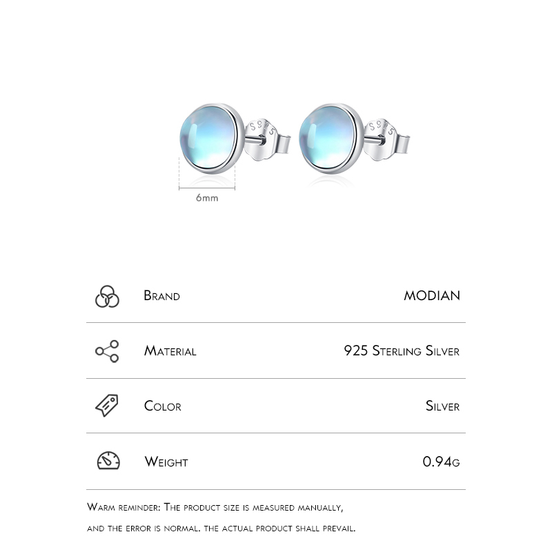 Sier Round Stud Earrings Platinum Plated Charm Ear Studs For Women Jewelry