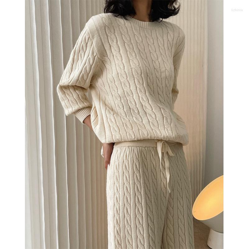 Women's Two Piece Pants Autumn And Winter Soft Cable Sweater Loose Casual Slimming Comfortable Knitted Top Trousers Full Set Home Clothes, Gray sweater
Women's Two Piece Pants Autumn And Winter Soft Cable Sweater Loose Casual Slimming Comfortable Knitted Top Trousers Full Set Home Clothes, Gray sweater