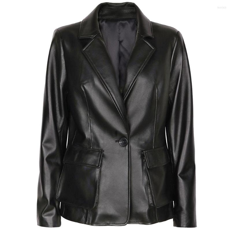 Women' Leather YOLOAgain Women Fashion Real Loose Blazer Coat Vintage Pockets Long Sleeve Back Vents Female Outerwear Chic Tops, As shown
Women' Leather YOLOAgain Women Fashion Real Loose Blazer Coat Vintage Pockets Long Sleeve Back Vents Female Outerwear Chic Tops, As shown
