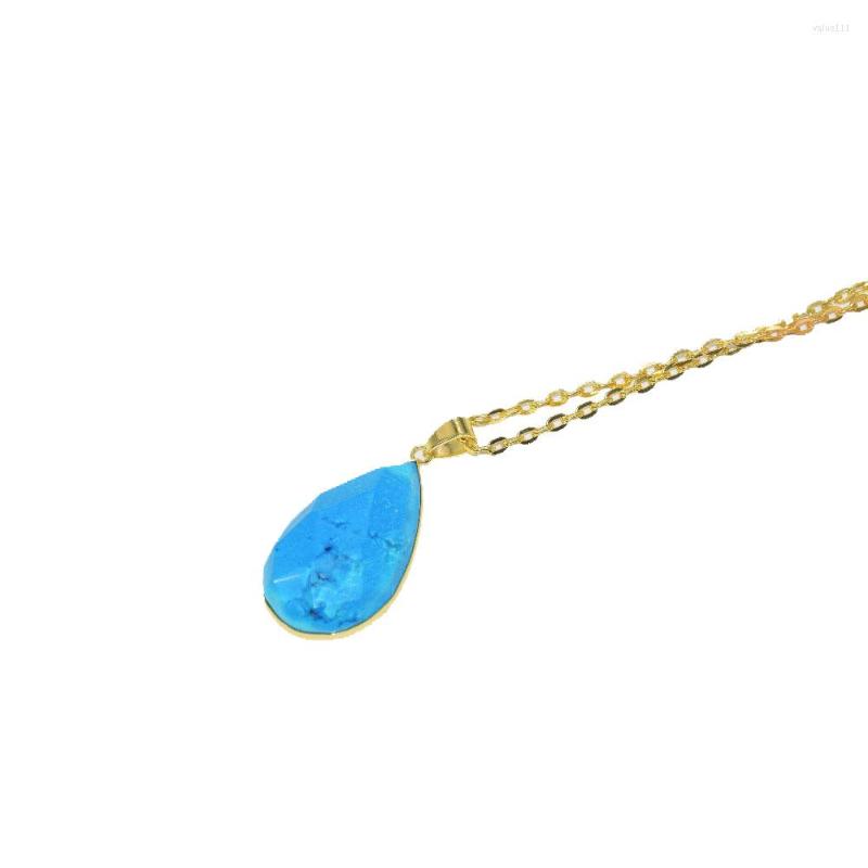 Pendant Necklaces 1pc Gold Bezel Natural Gem Stone Chain Necklace Girl Faceted Green Howlite Point Women For Men Gift
Pendant Necklaces 1pc Gold Bezel Natural Gem Stone Chain Necklace Girl Faceted Green Howlite Point Women For Men Gift