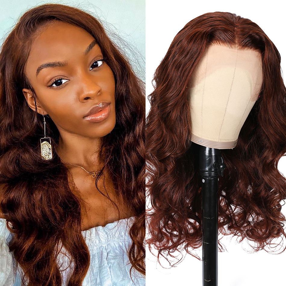 Reddish Brown transparent hd Lace Front Wig body wave 13x4 Copper Red Brazilian swiss Frontal Human Hair Wigs Spring Color for youg girl Diva1