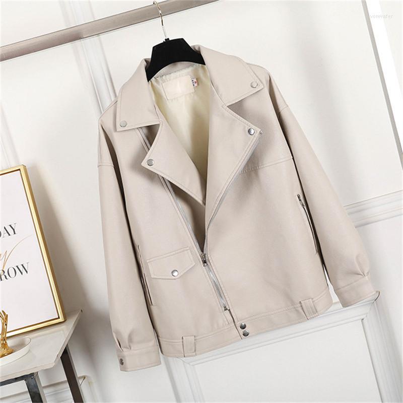 Women' Leather Autumn Beige Faux Jacket Women Casual Oversized Motorcycle Biker Coat Female Soft Loose Outerwear
Women' Leather Autumn Beige Faux Jacket Women Casual Oversized Motorcycle Biker Coat Female Soft Loose Outerwear