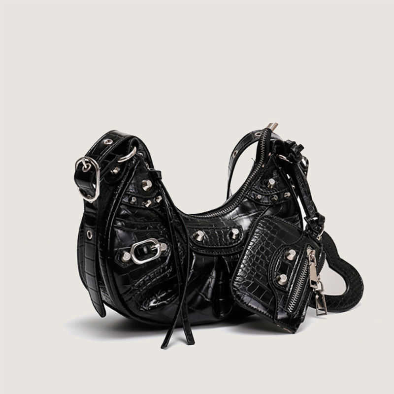 AHer Max Fashion lecagole leather Balenicass biker bag Women's 2023 new motorcycle armpit rivet tassel three in one pleated shoulder messenger, Black (gift bag)
AHer Max Fashion lecagole leather Balenicass biker bag Women's 2023 new motorcycle armpit rivet tassel three in one pleated shoulder messenger, Black (gift bag)