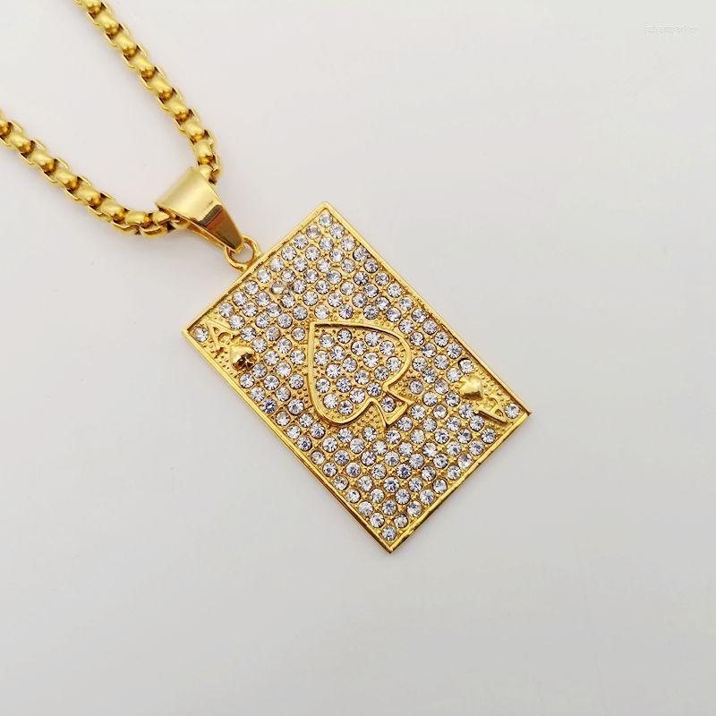 Pendant Necklaces Gold Color Poker Cards Spade A Necklace Pendants Full CZ Stones Iced Out Stainless Steel BLKN0800
Pendant Necklaces Gold Color Poker Cards Spade A Necklace Pendants Full CZ Stones Iced Out Stainless Steel BLKN0800