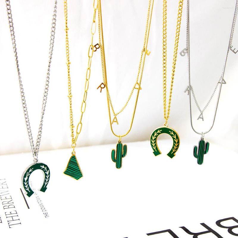 Pendant Necklaces LUXUKISSKIDS Green Collier For Woman Cactus Triple Necklace Trendy Products Gifts Friend Couple Link Chain
Pendant Necklaces LUXUKISSKIDS Green Collier For Woman Cactus Triple Necklace Trendy Products Gifts Friend Couple Link Chain