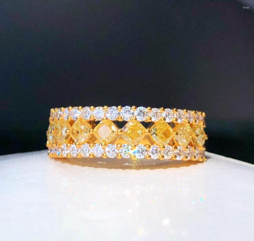 Cluster Rings Fine Jewelry Real 18K Gold 0.91ct Yellow Diamonds Wedding Engagement Female For Women Ring TX
Cluster Rings Fine Jewelry Real 18K Gold 0.91ct Yellow Diamonds Wedding Engagement Female For Women Ring TX
