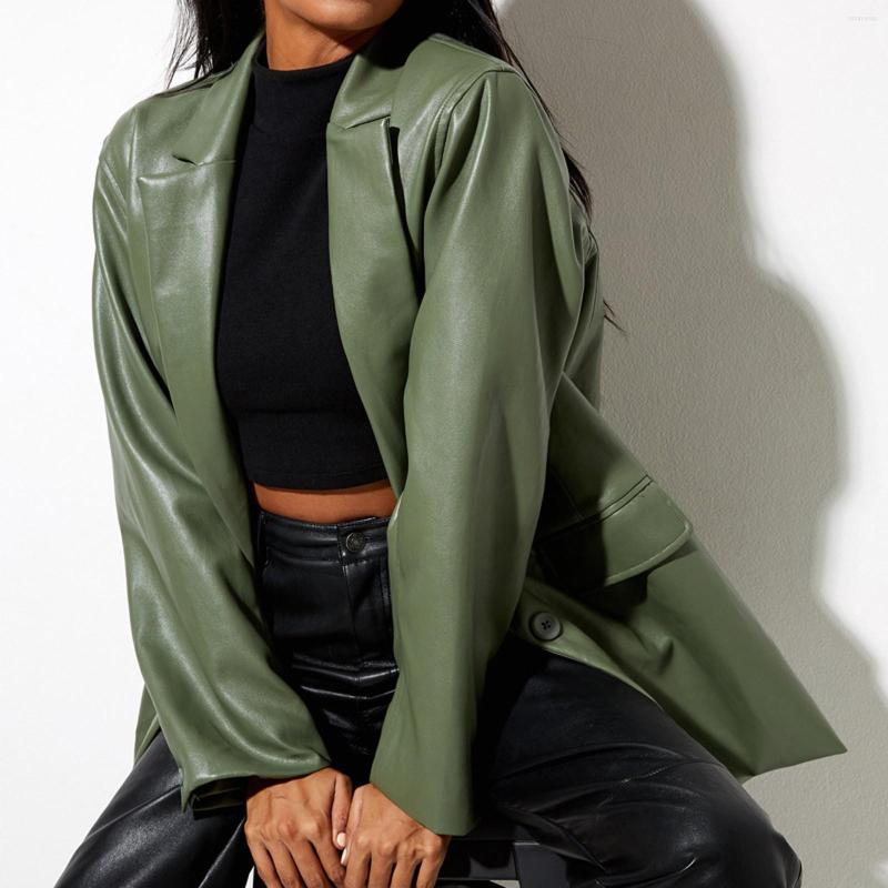 Women' Leather 2022 Trend Women Spring Autumn Punk Faux Jackets Buttons Open Front Basic Coat Turn-down Collar Biker Jacket Woman, Black
Women' Leather 2022 Trend Women Spring Autumn Punk Faux Jackets Buttons Open Front Basic Coat Turn-down Collar Biker Jacket Woman, Black