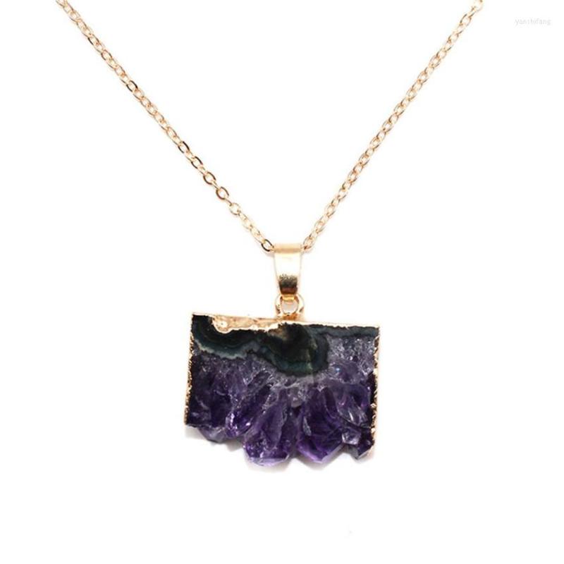 Pendant Necklaces Light Yellow Gold Color Irregular Shape Natural Amethysts Stone Link Chain Necklace Fashion Jewelry
Pendant Necklaces Light Yellow Gold Color Irregular Shape Natural Amethysts Stone Link Chain Necklace Fashion Jewelry