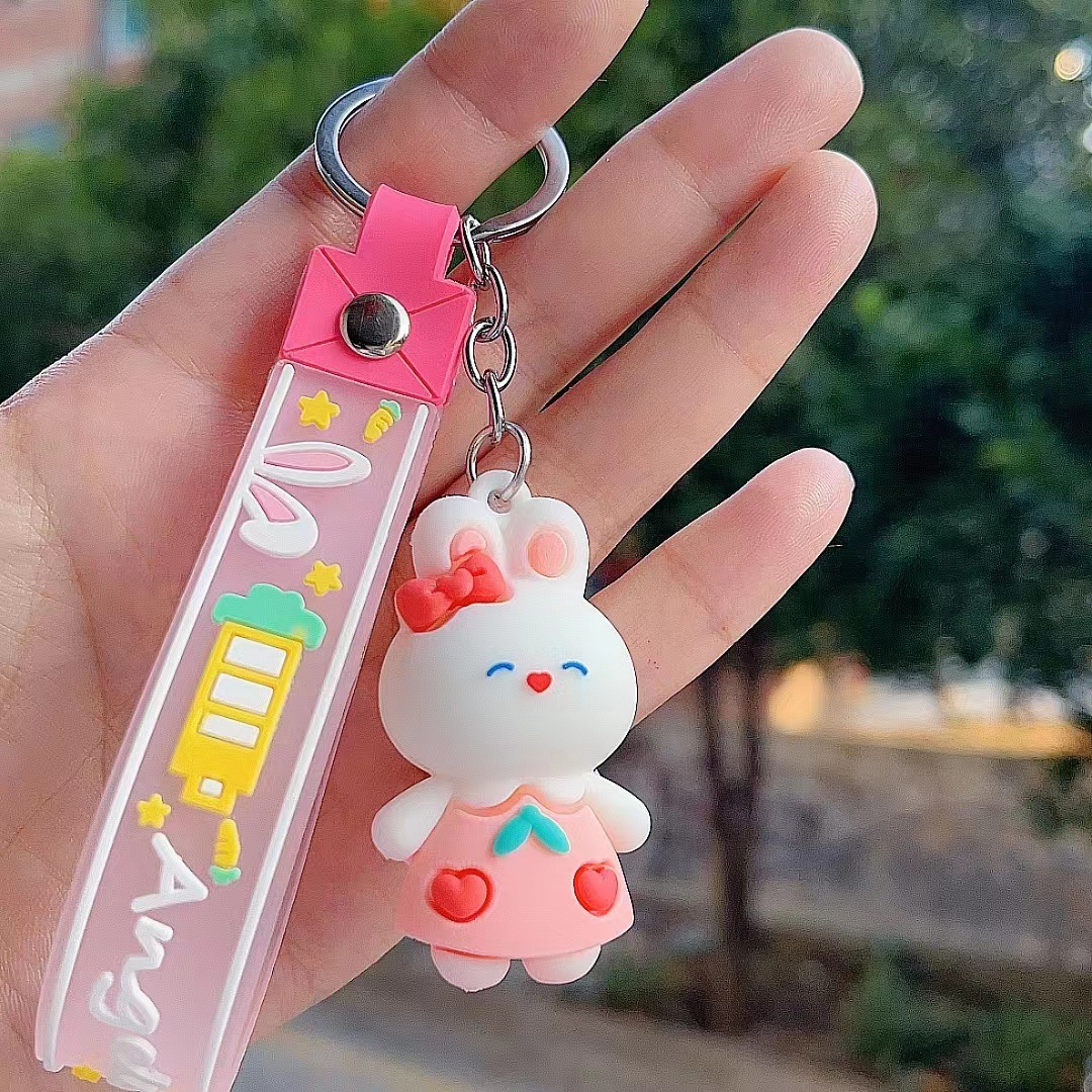 Cartoon White Rabbit Bear Keychain Creamy Candy Key Chain Doll Series Lovely Bag Pendant Personalized Lovers Gifts