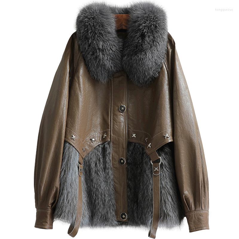 Women's Leather Lady Genuine Sheepskin Suede Coat Raccoon Fur Collar Autumn Winter Women Jacket Suit Outerwear LF21100KQN, Brown
Women's Leather Lady Genuine Sheepskin Suede Coat Raccoon Fur Collar Autumn Winter Women Jacket Suit Outerwear LF21100KQN, Brown