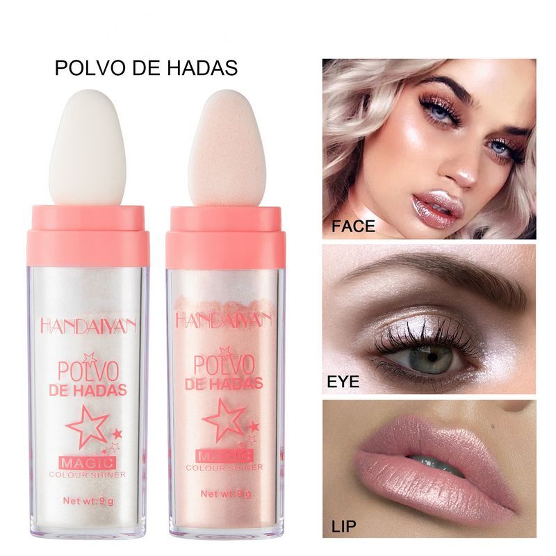 

3 Colors Highlighter Powder Polvo De Hadas Glitter Powder Shimmer Contour Blush Makeup foundation for Face Body Highlight 9g, As shown