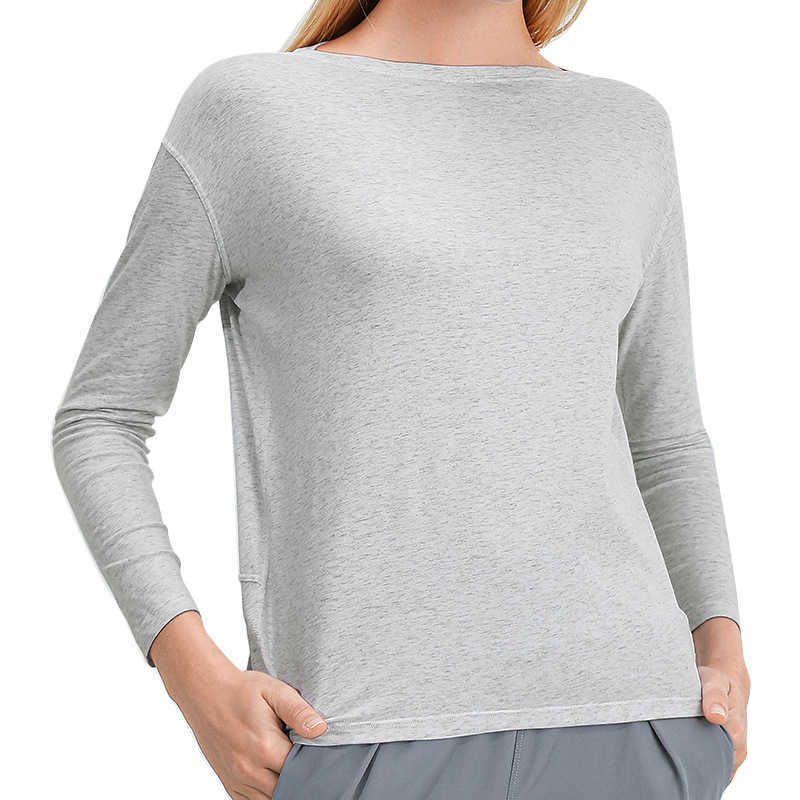 L-88267 Loose Casual Yoga T-shirt Women Slim Fit Comfortable Breathable Yoga Suit Long Sleeve Tops