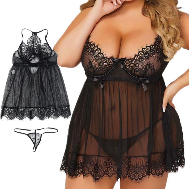Women's Sleepwear Nightdress Women -3XL Plus Size 2 Pcs Black Lace Top Sexy Nightwear Femme Tops &Panties Lingerie Set, Picture shown
Women's Sleepwear Nightdress Women -3XL Plus Size 2 Pcs Black Lace Top Sexy Nightwear Femme Tops &Panties Lingerie Set, Picture shown