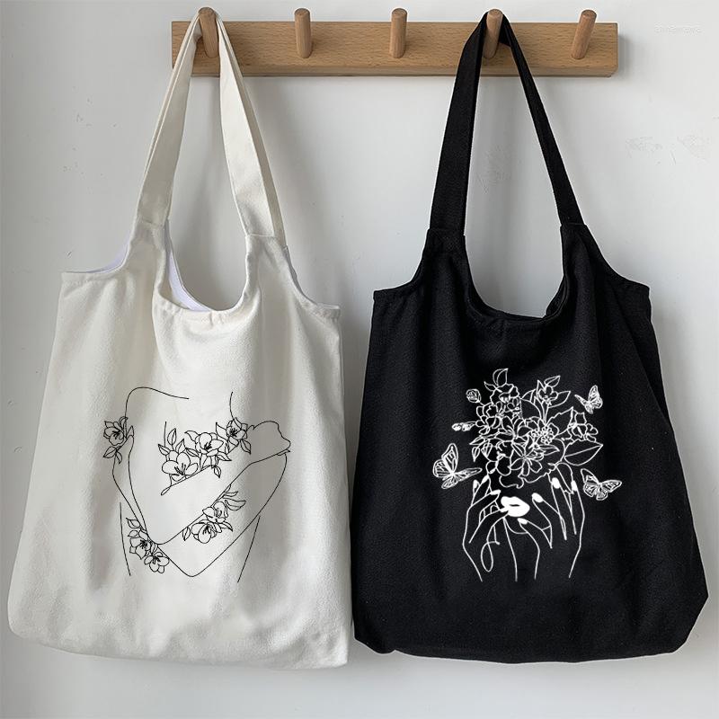 Shopping Bags Tote Bag Butterfly Canvas Flower Print Literary Casual Vintage Female Large Capacity Shoulder For Boutique, C51-50black
Shopping Bags Tote Bag Butterfly Canvas Flower Print Literary Casual Vintage Female Large Capacity Shoulder For Boutique, C51-50black