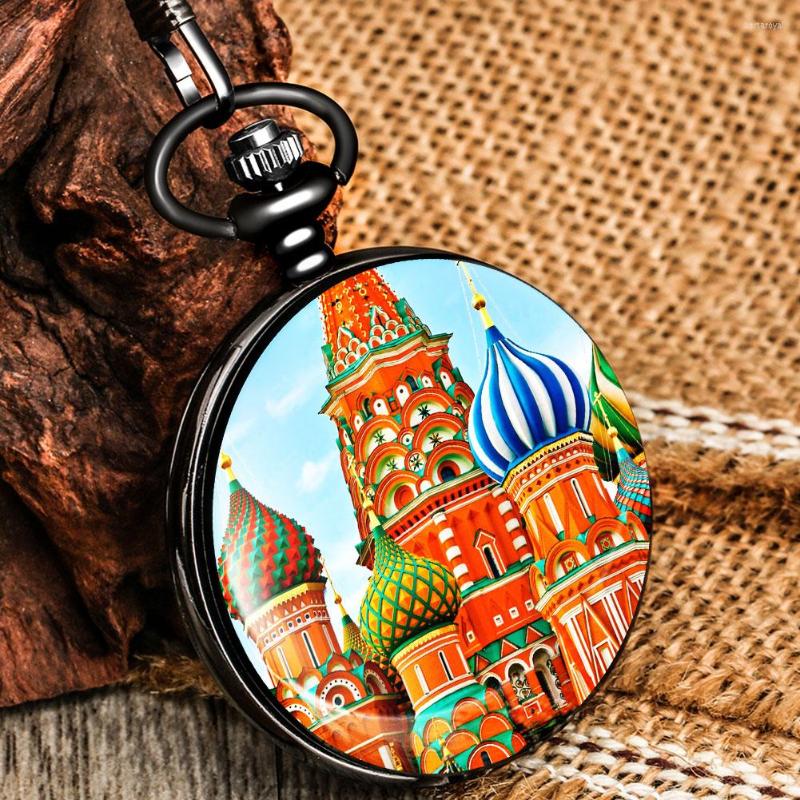 Pocket Watches Colorful Russian Building Quartz Watch Men Women Classic Black Smooth Cover White Numerals Dial Durable Pendant Clock
Pocket Watches Colorful Russian Building Quartz Watch Men Women Classic Black Smooth Cover White Numerals Dial Durable Pendant Clock