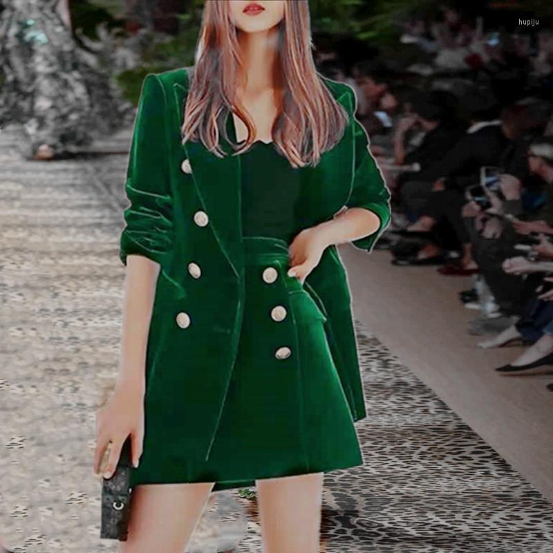 Two Piece Dress Velvet Suit Jacket Double Row Buttoned Hip Skirt Temperament OL Two-piece Career Women' Coat, Army green
Two Piece Dress Velvet Suit Jacket Double Row Buttoned Hip Skirt Temperament OL Two-piece Career Women' Coat, Army green