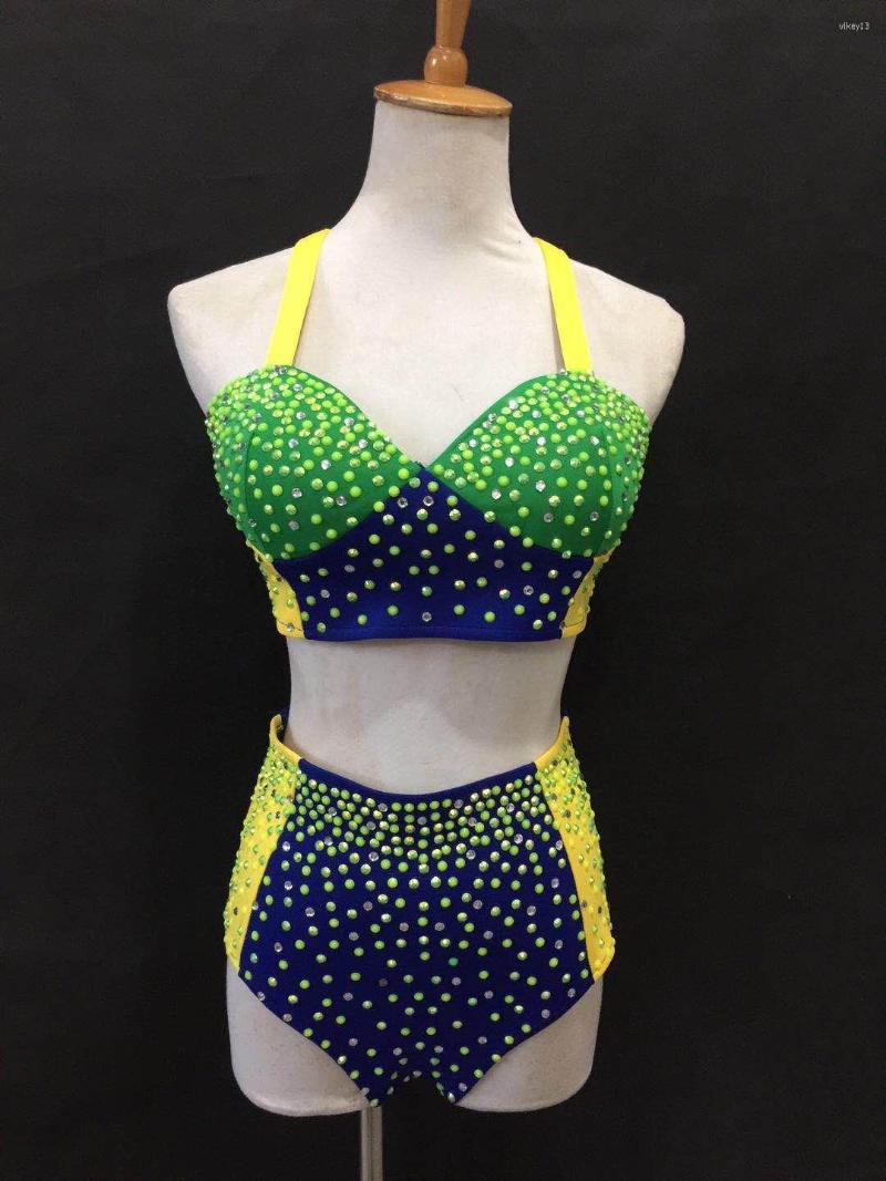 Stage Wear Color Super Dense Drilling Sexy Split 2 Piece Set Nightclub Bar Singer Costume Rhinestone Dress DJDS, Yellow
Stage Wear Color Super Dense Drilling Sexy Split 2 Piece Set Nightclub Bar Singer Costume Rhinestone Dress DJDS, Yellow