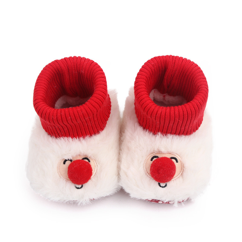 2022 Winter Cute Baby First Walkers Christmas Style Plush Warm Thick Infant Girl Bootie Shoes Newborn Boy Boots