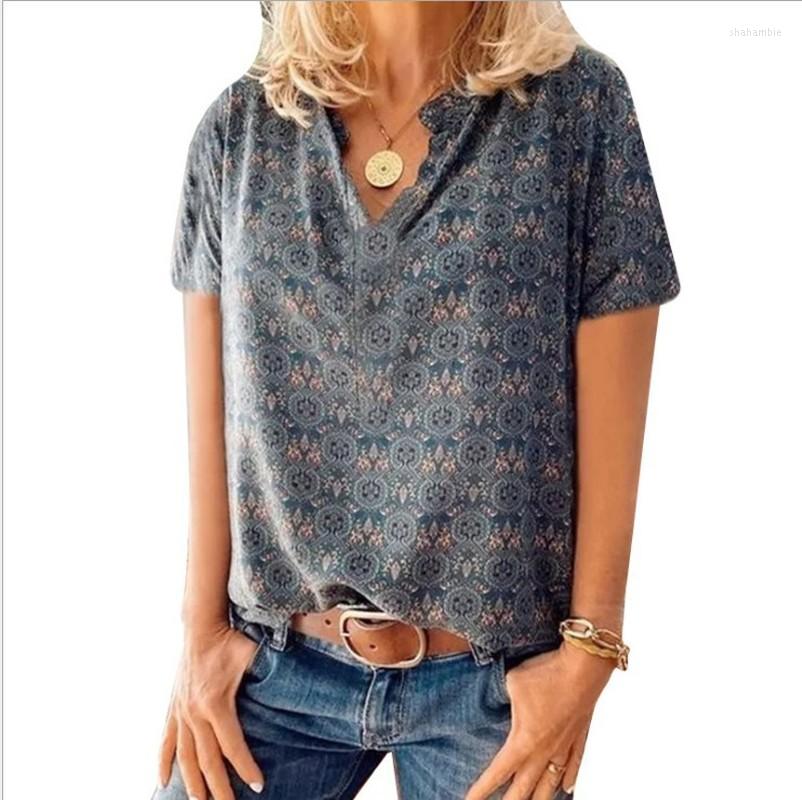 Women' Blouses Loose T-shirts Women Jumpers Short Sleeve Blouse Tops Woman Pullover Female V-neck Stand Collar Printed Cloth Undershit, Blue
Women' Blouses Loose T-shirts Women Jumpers Short Sleeve Blouse Tops Woman Pullover Female V-neck Stand Collar Printed Cloth Undershit, Blue