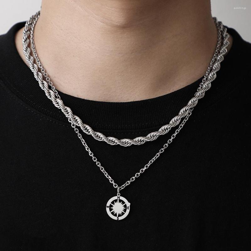Pendant Necklaces Layered For Men Stainless Steel Twist Chain Hollow Compass Titanium Necklace Casual Retro Collar
Pendant Necklaces Layered For Men Stainless Steel Twist Chain Hollow Compass Titanium Necklace Casual Retro Collar