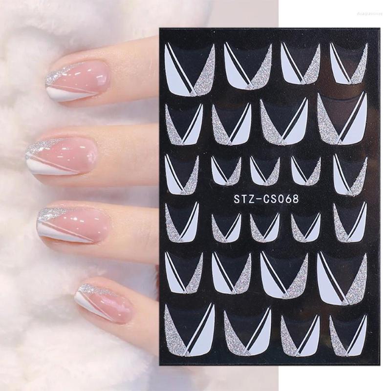 Nail Stickers Silver Glitter French Line Nails Sparkly White Oblique Strip Decals 3D Creative Geometry Star Manicure Tips CHSTZ-CS068, Cb-205 silver
Nail Stickers Silver Glitter French Line Nails Sparkly White Oblique Strip Decals 3D Creative Geometry Star Manicure Tips CHSTZ-CS068, Cb-205 silver
