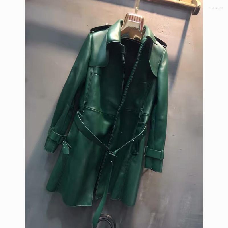 Women' Leather Autumn Winter Genuine Women Trench Real Sheepskin Long Coat Elegant Casual Outwear Female, Green
Women' Leather Autumn Winter Genuine Women Trench Real Sheepskin Long Coat Elegant Casual Outwear Female, Green