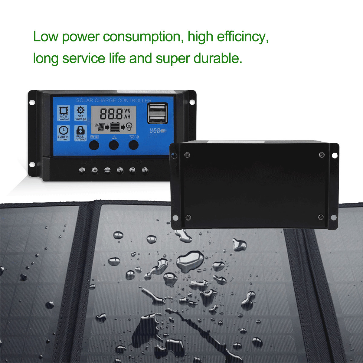 Solar Panels PWM 12V24V Adaptive Solar Controller 10A 20A 30A 40A 50A 60A 70A 80A 100A Battery Charge and Discharge USB PV Plate Controllor 221104
