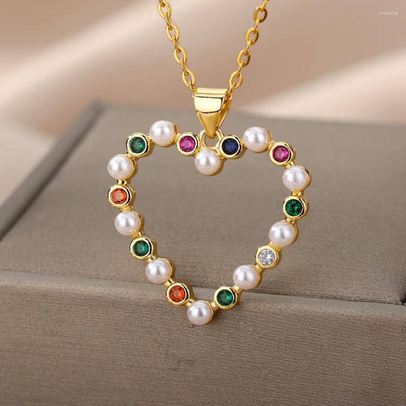 Pendant Necklaces Zircon Peral Heart For Women Stainless Steel Chain Choker Necklace Anniversary Couple Jewelry Gift
Pendant Necklaces Zircon Peral Heart For Women Stainless Steel Chain Choker Necklace Anniversary Couple Jewelry Gift