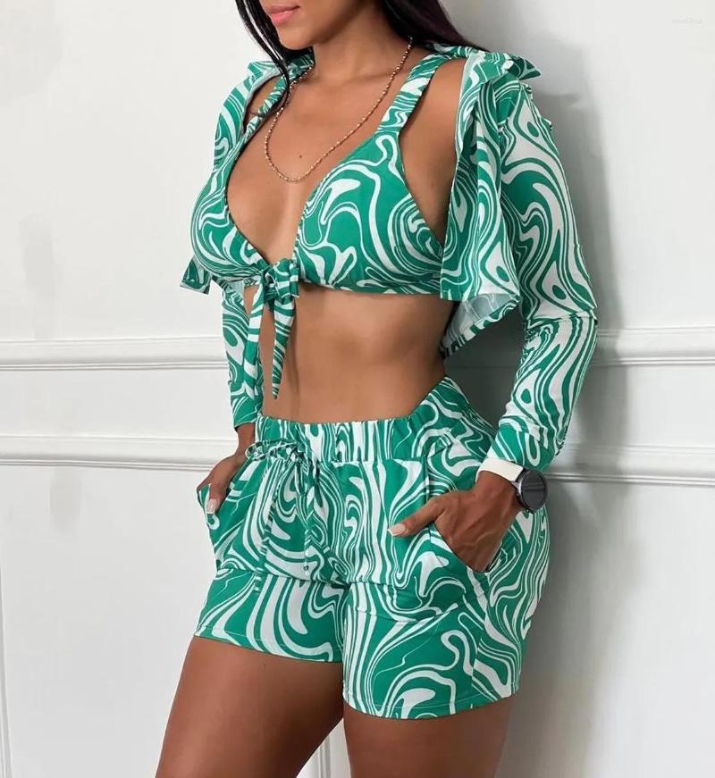 Women' Tracksuits Summer Sexy Bikini Three Piece Set Women Fashion Beach Style Printed Bra Shirt Shorts Suit, Black
Women' Tracksuits Summer Sexy Bikini Three Piece Set Women Fashion Beach Style Printed Bra Shirt Shorts Suit, Black