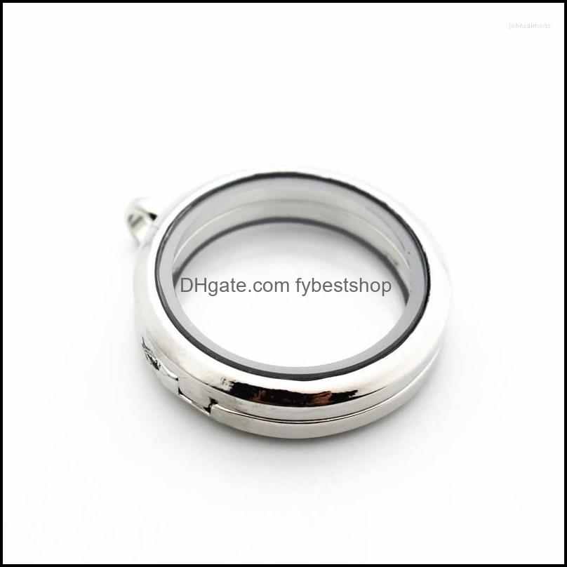 Pendant Necklaces Pendant Necklaces 6Pcs/Lot 30Mm Zinc Alloy Magnetic Gold Round Living Glass Memory Floating Locket Diy Jewelry Dro Dha0R