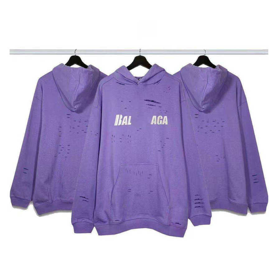 Fashion Brand Designer Hoodies Paris Hole Tearing Washed Chest Letter Print Loose Pullover Sweatshirts Purple Balanciagas
Fashion Brand Designer Hoodies Paris Hole Tearing Washed Chest Letter Print Loose Pullover Sweatshirts Purple Balanciagas