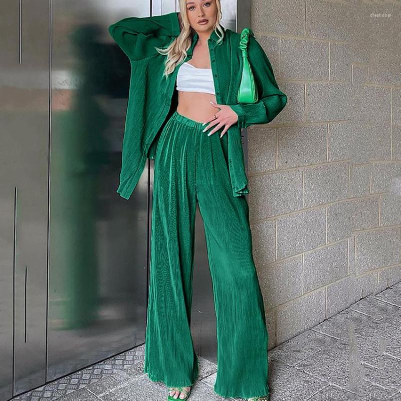 Women' Two Piece Pants 2022 Spring Women' Shirt Loose Fashion Two-piece Set Wide Leg Fashionable Pleated, Green
Women' Two Piece Pants 2022 Spring Women' Shirt Loose Fashion Two-piece Set Wide Leg Fashionable Pleated, Green