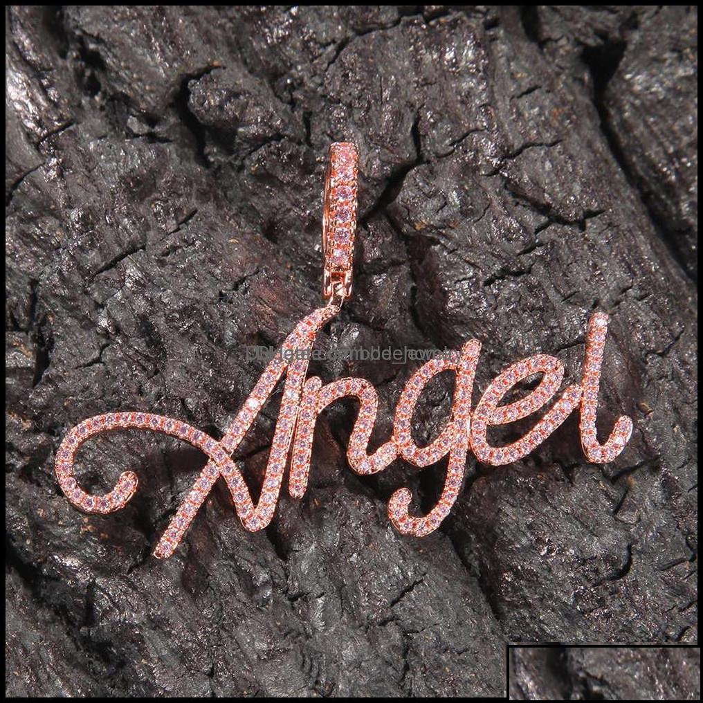 Pendant Necklaces Hip Hop Iced Out Jewelry Cuban Link Diamond Letter Custom Necklace Women Drop Delivery 2021 Pendant Necklaces Pend Otflr